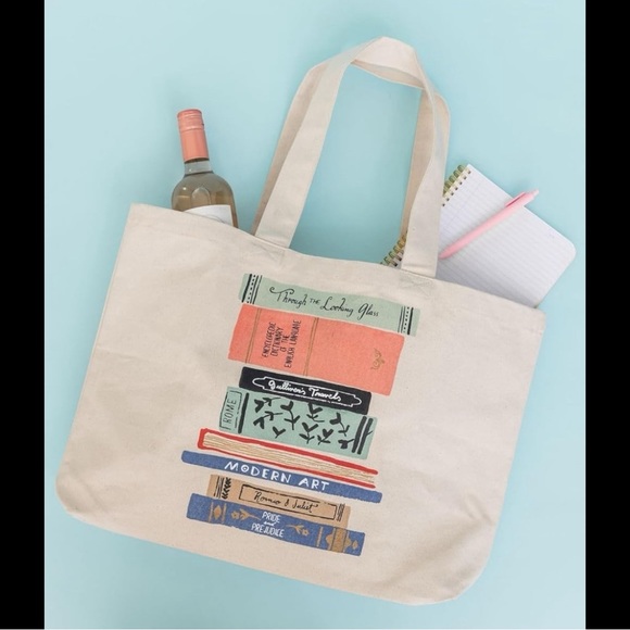 Kate Spade New York “Stack of Classics” Book Print Canvas Tote Bag NWT - Picture 9 of 11